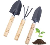ChenQuanSarl-Outil De Jardin - 3 Pcs Mini Outils De Jardin, Ensemble De Petits Râteaux Et Pelle, Petite Pelle Râteau Et Bêche Manche En Bois Pour Plantes En Pot Pour Jardin Plantes Intérieur Extérieu
