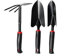 ChenQuanSarl-Outils De Jardinage 3 Pièces Avec Poignée Antidérapante ¿ Kit Professionnel En Acier Inoxydable Pour Plantation, Excavation Et Zonage (Pelle, Transplantateur, Houe Double)