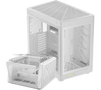 ChenQuanSarl-Pc Gamer Boitier, Boîtiers Gaming Eatx Grand Tour Vide, 2 Positions, Double Chambre, Porte En Verre Trempé À Ouverture Tactile, Airflow, Blanc
