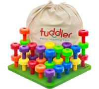 ChenQuanSarl-Pegs Educational Board Ensemble De Chevilles Empilables De Couleur Vive/Jouet Éducatif Montessori Pour Enfants + Carte Modèle + Sac À Dos Pour Transport Et Rangement Faciles + Ebook