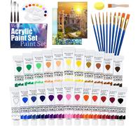 ChenQuanSarl-Peinture Acrylique,41 Kit De Peinture Acrylique, Comprenant 24 X 12 Ml De Pigment Acrylique + 11 Pinceaux + 2 Planches À Dessin, Pour Les Artistes Enfants/Débutants/Professionnels