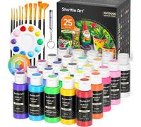Chenquansarl-Peinture Acrylique Pour Extérieur 25 Couleurs (60ml) Avec 10 Pinceaux 1 Palette, Résistant À L'eau, Acrylique Peinture À L'extérieur Pour Artistes, Débutants Sur Roches, Statues De Jardi