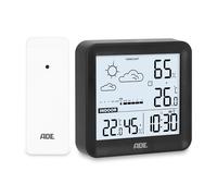 ChenQuanSarl-Petite Station Météo Numérique Avec Capteur Extérieur Et Prévisions Météo Température Intérieure Et Extérieure Humidité De L'Air Horloge Radiopilotée Avec Réveil Piles Incluses