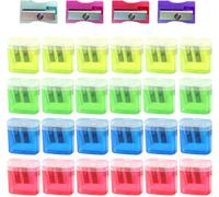 Chenquansarl-Péx À Crayon Double À Double Trou Et Point De Crayon Hospitalisé En 4 Parties, Pointeur Au Crayon Avec Couvercle, Point De Crayon Manuel, Aide Pour Enfants, Impact Des Enfants.
