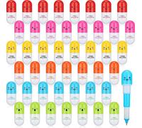 Chenquansarl-Pièces Mini Stylos À Bille Rétractables, 6 Modèles Vi Souriant Forme De Pilule Stylo À Bille Faveur De Dessin Animé Mignon Pour L'école Maternelle Home Write