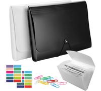 Chenquansarl-Pièces Trieur Document A4, 13 Compartiments, Classeur Trieur Avec Étiquettes, Trieur Accordeon Plastique Pour Bureau, École, Maison¿Noir/Blanc¿