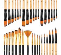 Chenquansarl-Pinceaux Peinture, 36 Pinceaux En Nylon Pour Peinture Acrylique, Le Détail, Pinceau Aquarelle,Pinceau Nail Art Ongles,Lot Pinceaux Peinture,Poignée En Bois, Légère Et Lisse,Noir