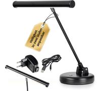 ChenQuanSarl-Pl-1-Bk-Kw Lampe De Piano Led - Lampe De Piano Avec 15 Leds - Lumière Blanc Froid En 2 Niveaux - Hauteur 36 Cm - Alimentation Par Usb, Secteur Ou Piles - Noire