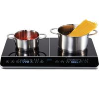 ChenQuanSarl-Plaque De Cuisson Double À Induction (3500 Watt, Deux Plaques De Cuisson Electrique, 2 Feux, 10 Niveaux De Température, Portable, Écran Led, Md15324) Noir
