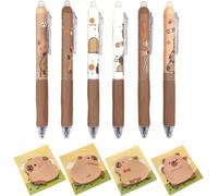 Chenquansarl-Point De Balle De Presse Éteint En 6 Parties, Carnet De Notes Collant En 4 Pièces, Modèle De Capybara Mignon, Stylo Rétractable, Description Des Enfants, Adaptée Au Bureau De L'école.