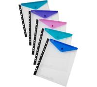 Chenquansarl-Polyfile Lot De 5 Pochettes Plastifiées Pour Classeurs À Anneaux Couleurs Electra Format A4 Portrait