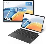 ChenQuanSarl-Portables 2 En 1, Win 11 Pc Laptop De 14"", Procesador N100 16Gb Ram 1Tb Ssd Laptop, Teclado Bluetooth Con Retroiluminación Y Desbloqueo De Huellas Dactilares