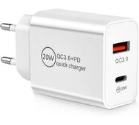 Chenquansarl-Pr Chargeur Rapide 20w, 2 Ports Pd Et Qc3.0, Pr Usb C Usb Adaptateur Secteur Compatible Avec Iphone 14 13 12 11 X Ipad Airpods Samsung S22 S21 S20 (Sans Fil, Blanc)