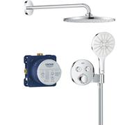 ChenQuanSarl-Precision Smartcontrol, Ensemble De Douche Encastré 2 Sorties, Douche De Tête Vitalio Rain Mono 310, Douchette Vitalio Smartactive 130 3 Jets, Flexible 1,5 M, Chromé, 34877000