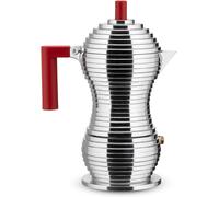 ChenQuanSarl-Pulcina Mdl02/3Rfm - Cafetière Design Puor Plaque À Induction En Fonte D'Aluminium Et Pa, 3 Tasses, Rouge