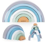 ChenQuanSarl-Puzzle Arc-En-Ciel En Bois - Bleu, 7 Éléments, Ponts Tunnel, Constructions En Bois, Jouet Enseigne, Jouet Soutient L'Apprentis , Développement De La Coordination Bébé Arc-En-Ciel En Bois