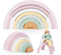 ChenQuanSarl-Puzzle Arc-En-Ciel En Bois Bleu - 7 Pièces Avec Tunnels Et Ponts, Jeu Éducatif Pour Le Développement De La Coordination Et L'Apprentis