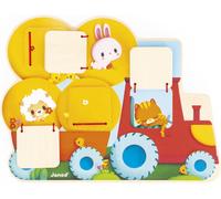 ChenQuanSarl-Puzzle Cache-Cache Tracteur En Bois - 5 Portes À Ouvrir - Développe La Motricité Fine - Jouet D'Eveil Pour Enfants Evolutif - Dès 12 Mois - J07128, Jaune