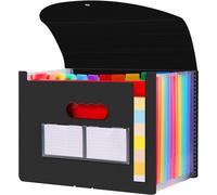 Chenquansarl-Range Document Bureau, Rangement Papier Administratif, Classeur Trieur 12 Compartiments, Extensible A4 Trieur Document Avec Couvercle, Dossiers De Fichiers Accordéon Organ Ur (Noir)