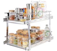 Chenquansarl-Rangement Sous Évier 2 Étages 355x533x383 Mm Étagère Coulissante Pour Placard En Acier Chromé Avec Tablettes Charge 30 Kg, Pour Cuisine, Taille D'installation Du Placard 393x558x457 Mm