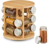 ChenQuanSarl-Relaydays Tourniquet À Épices, En Bambou, 12 Pots, Support Rotatif À 360°, H X D 21 X 21 Cm, Nature