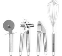Chenquansarl-Rh00124ustensilesdecuisineemsembleenacierinoxydable4picescomprenduncoupepunfouetbatteurunepresseailetouvreboteargent