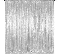 ChenQuanSarl-Rideau Toile De Fond À Sequins Pour Fête De Mariage, Argenté, 4Ftx8Ft