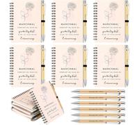 Chenquansarl-Set Cadeau De Remerciement Pour Collègues Bloc-Notes À Spirale Inspirant Pour Employés Stylo À Bille Cahier À Spirale Ligné Stylo À Bille En Bois(Rose)