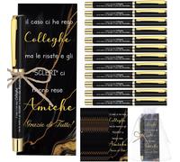 Chenquansarl-Set Cadeaux De Remerciement Pour Collègues Inclus 12 Stylos À Bille Pour Collègues Et Cartes De V?Ux Avec Citations Motivantes 12 Sachets En Organza 1 Corde De Jute Pour Bureau