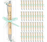 Chenquansarl-Set De Cadeaux Pour Invités Schön Das Du Da Bist Stylo À Bille Rétractable Avec Inscription En Bois Carte Ruban Vert Gazon Cadeaux Remerciement Mariages Communions Baptêmes, Anniversaire