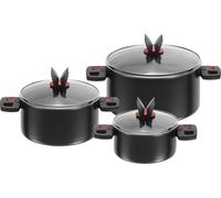 Chenquansarl-Set3casseroles3couverclesenverreinclusrondesrevtementantiadhsif162024cm1632556laluminiumnoirsrieclickcook