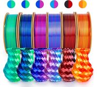 ChenQuanSarl-Silk Pla+ Lot De 6 Filaments D'Impression 3D Bicolore ¿ 1,75 Mm, 250 G X 6 Bobines, Or Et Rouge, Noir Et Rouge, Rose Et Bleu Ciel, Rose Et Bleu Foncé, Bleu Foncé Et Vert, Bleu Ciel Et Ve