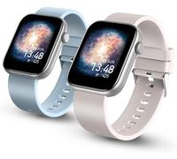 Chenquansarl-Smartee Duo ¿ Smartwatch Montre Intelligente Avec Bracelet Interchangeable, Grand Écran 1,8¿, 21 Modes Sportifs, 7 Jours D'autonomie, Ip68, Fréquence Cardiaque, Android Et Ios ¿ Beige/Bl