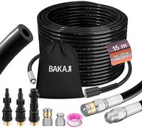 ChenQuanSarl-Sonde De Purgeur De Tuyau Haute Pression 200 Bar, Système Anti-Pli Avec Étui, 3 Adaptateurs, 2 Buses Fixes Et Rotatives, Compatible Avec Nettoyeur Haute Pression K2-K7 Lavor (15 Mètres