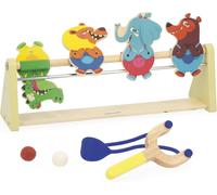 Chenquansarl-Stand De Tir Enfant En Bois - Jeu De Cible - 4 Personnages - 1 Lanceur - 2 Balles Feutrine - Développe La Précision Et La Concentration - Jouet En Bois Fsc- Dès 5 Ans - J03372