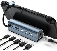ChenQuanSarl-Station Accueil 6 En 1 Pour Steam Deck Dock Avec Hdmi 4K 60Hz Ethernet Gigabit 3 Ports Usb 3 0 Usb C Pd 60W Pour Charge Rapide Compacte Et Polyvalente Idéale Pour Jeu