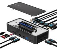 ChenQuanSarl-Station D'Accueil Usb C 3 Moniteurs, Station D'Accueil Pour Ordinateur Portable Avec Boîtier M.2 Pcie/Sata Ssd 10Gbps, 2 Hdmi/Dp 4K60Hz, 100W Pd, Usb C/Usb-A 3.2, Sd/Tf, Rj45 Pour Window