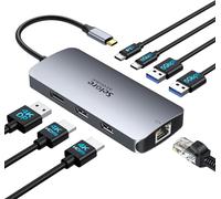 ChenQuanSarl-Station D'Accueil Usb C Dual Hdmi, 8 En 1 Docking Station Pour 3 Moniteurs Triple Écran 4K Avec 2 Hdmi, Displayport, Ethernet 1 Gbit/S, Pd 100 W, Adaptateur De Ports Usb 3.0 Pour Dell, ,