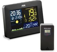 ChenQuanSarl-Station Météo Intérieur Avec Capteur Extérieur Sans Fil Thermomètre, Hygromètre Prévisions Météo Animées Horloge Radiopilotée Grand Écran Lcd Couleur Noir