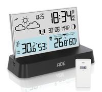 ChenQuanSarl-Station Météo Numérique Avec Capteur Extérieur Température Intérieure Et Extérieure Hygromètre, Baromètre, Thermomètre Calendrier Et Phases De Lune Réveil Radio Avec Éclairage