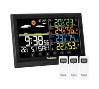 ChenQuanSarl-Station Météo Sans Fil Avec 3 Capteurs Extérieurs - Thermomètre Numérique Lcd - Rcc - Humidité Baromètre Réveil Prévisions Météorologiques Et Snooze Affichage Heure Date