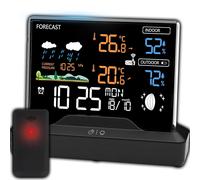 ChenQuanSarl-Station Météo Sans Fil, Thermomètre, Hygromètre, Baromètre, Intérieur, Extérieur, Capteur, Lcd, Prévisions, Horloge Radio, Alarme, Noir