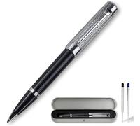 Chenquansarl-Stylo À Bille De Luxe Résistant - Stylo À Bille Rétractable - Bolígrafo Pour Le Travail - Joli Coffret Cadeau Pour Homme Et Femme - Stylo À Encre Noire Avec Capuchon Argenté À Carreaux -