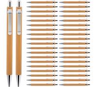 Chenquansarl-Stylo À Bille En Bois Lot De 40 Stylos À Bille Réutilisables En Bambou Ensemble De Stylos À Bille Encre En Bois De Bambou Naturel Sans Plastique Pour Le Quotidien Et Le Bureau Comme Outi