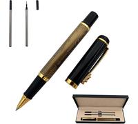 Chenquansarl-Stylo Roller À Bille Durable Avec Deux Recharges Noires 0,5 Mm Boîte Cadeau (Jaune)