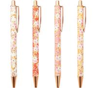 Chenquansarl-Stylos À Bille À Imprimé Floral 4 Pièces, Stylos À Bille À Clic, Stylos À Bille Mignons, Fournitures D'apprentis Et De Bureau, Outils D'écriture