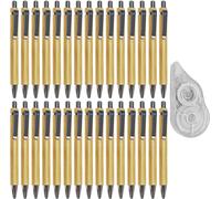 Chenquansarl-Stylos À Bille En Bois Et 1 Ruban Correcteur, Fournitures D'apprentis Et De Bureau, Stylos De Papeterie Au Design Simple, Stylos À Clic, Papeterie Pour Étudiants.