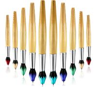 Chenquansarl-Stylos À Bille En Forme De Pinceau En Bambou Stylos À Bille Rétractables Pour Activités Artistiques Et Papeterie Scolaire 10 Pièces (Recharge Bleue 1,0 Mm)