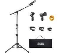 ChenQuanSarl-Support De Microphone, Perche, Trépied Pliable, Bras Extensible, Réglable À 360° Et En Hauteur, Comprend 2 Supports De Microphone, Étui De Rangement, Support, Idéal Pour Les Ateliers, La