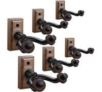 ChenQuanSarl-Support Mural Pour Guitare Acoustique Electrique, Porte Guitare Mural Noyer Noir Pour Basse Ukulélé Violon Basse, Pack De 6